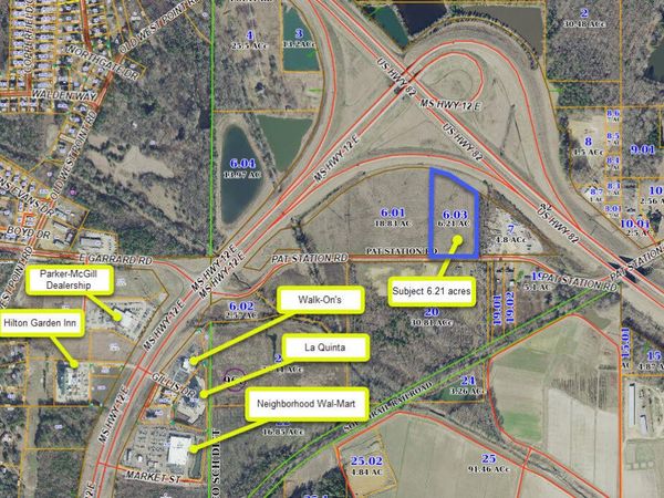 6.21 acres Pat Station Rd / Hwy 12 E, Starkville, MS 39759