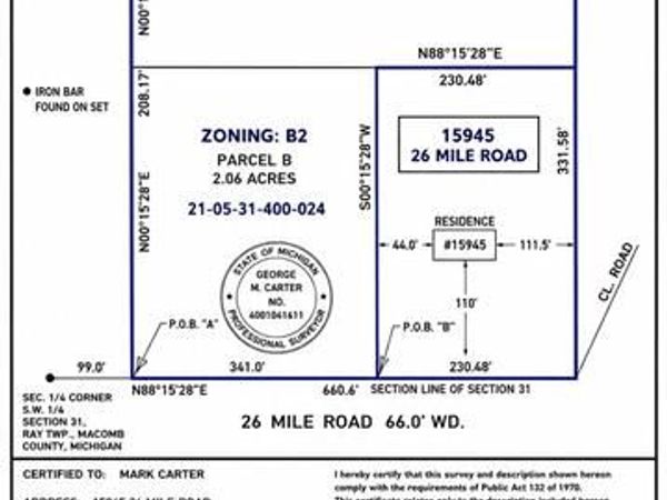 000 26 Mile Road, Ray Twp, MI 48096