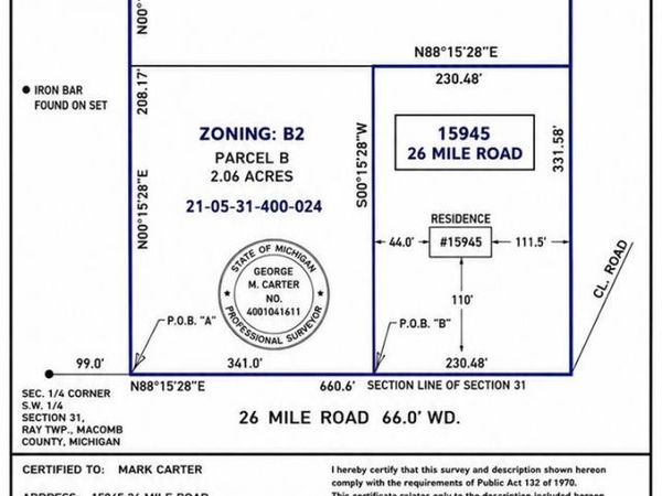000 26 Mile Road, Ray Township, Mi 48096