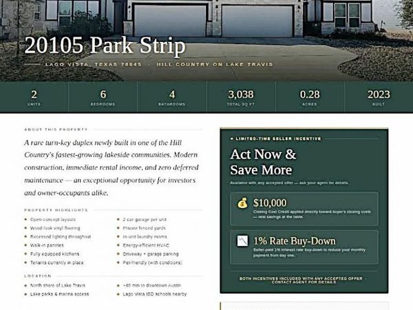 20105 Park Strip ST, Unit A - B, Lago Vista, TX 78645