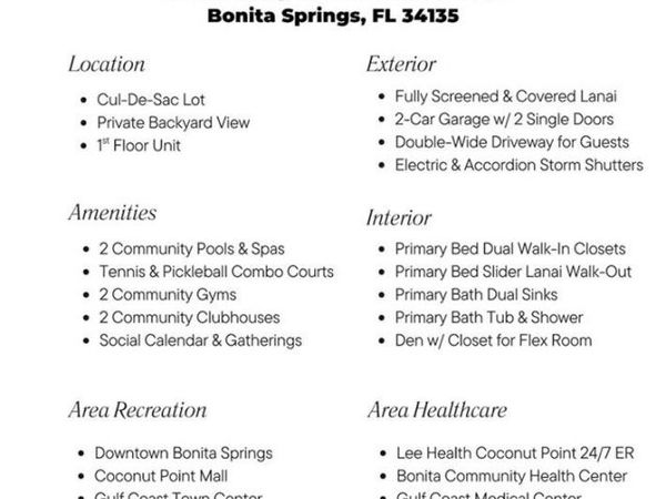 26401 Lucky Stone RD, Unit 102, BONITA SPRINGS, FL 34135