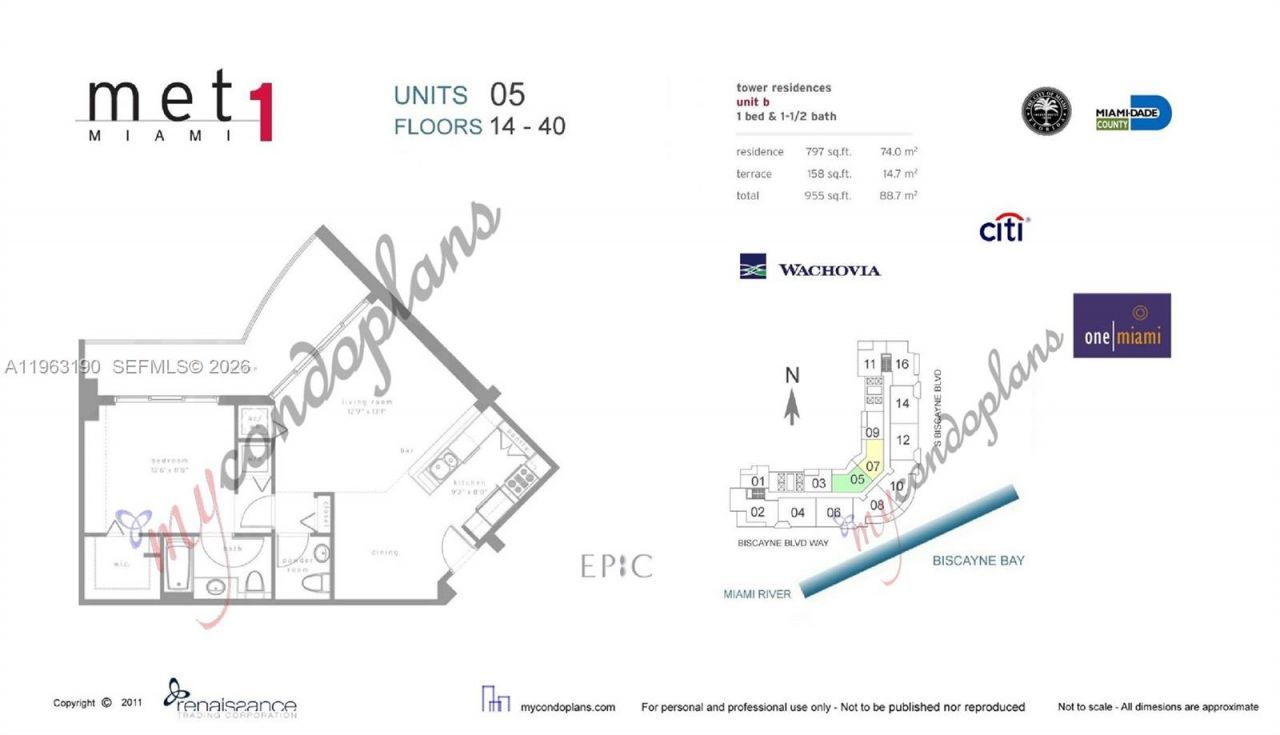 300 S Biscayne Blvd , Unit T-1405, Miami, FL 33131 Photo