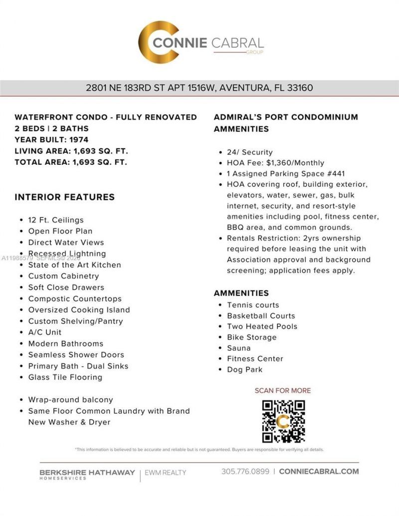 2801 NE 183rd St , Unit 1516W, Aventura, FL 33160 Photo
