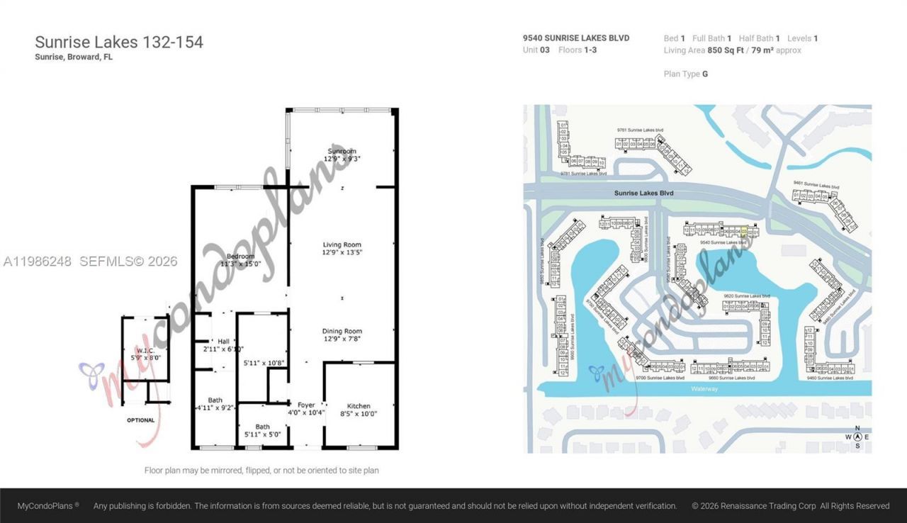 9540 Sunrise Lakes Blvd , Unit 103, Sunrise, FL 33322 Photo