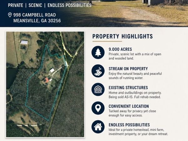 998 Campbell Road, Meansville, GA 30256