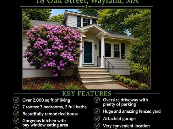 18 Oak Stret, Wayland, MA 01778