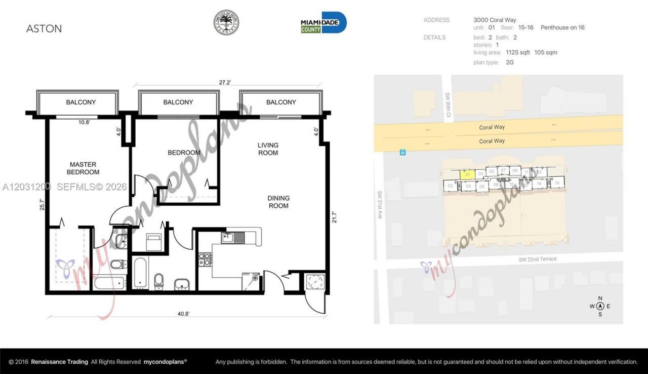 3000 Coral Way , Unit 1501, Miami, FL 33145 Photo