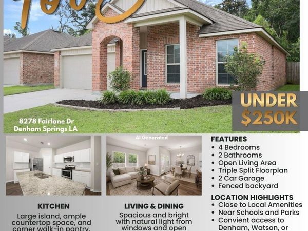 8278 Fairlane Dr, Denham Springs, LA 70726