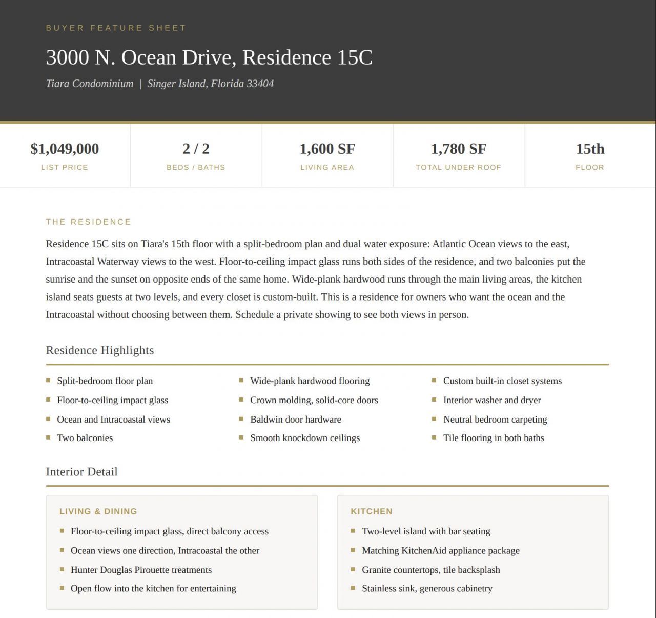 3000 N Ocean Drive, Unit 15C, Singer Island, FL 33404 Photo