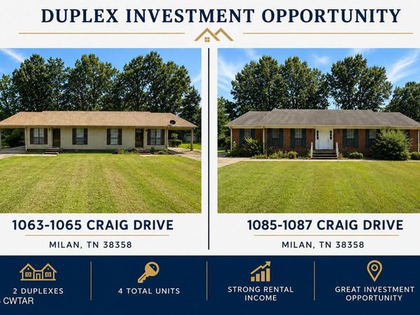 1063 - 1065 & 1085 - 1087 Craig Drive , Milan, TN 38358