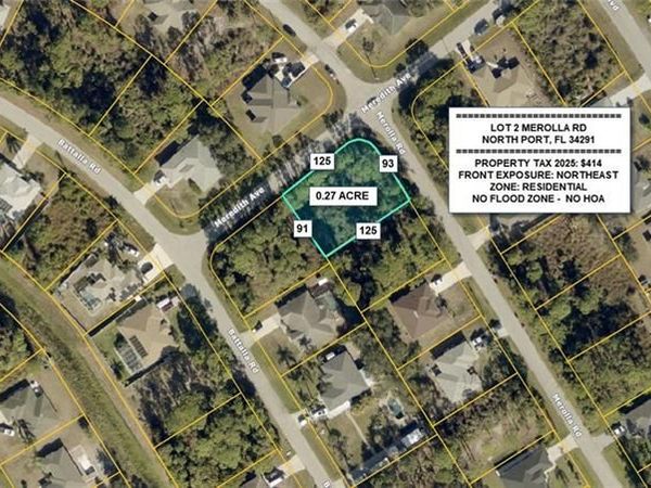 Lot 2 MEROLLA RD , NORTH PORT, FL 34291