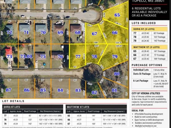 6 LOTS | Doris-Matthew St., Verona, MS 38801